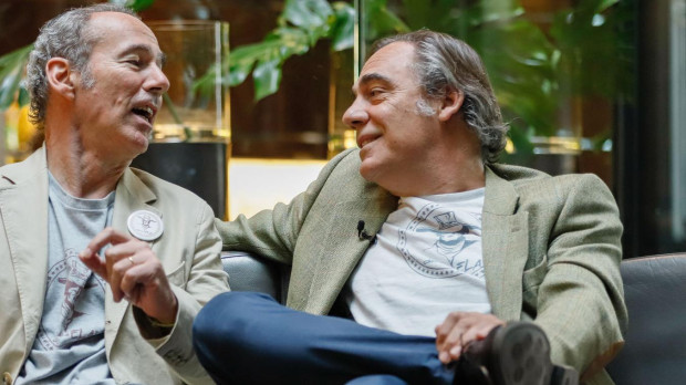 Jaime Lafita (i) y su íntimo amigo Gabica (d)