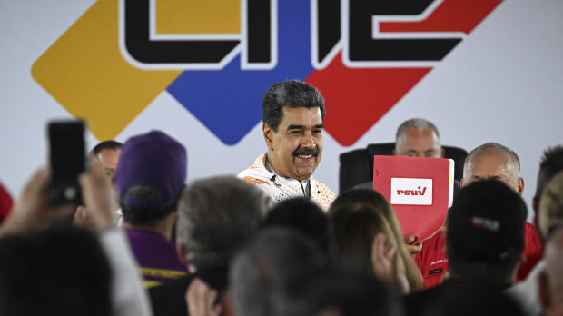Nicolás Maduro en la sede del Consejo Nacional Electoral en Caracas