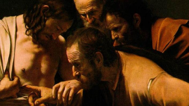 Tomás mete sus dedos en el costado de Cristo (Caravaggio)