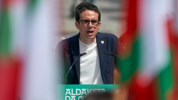 El candidato de Bildu, Pello Otxandiano, durante un mitin