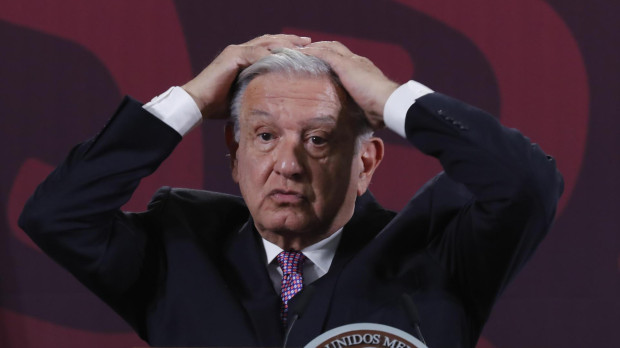 El presidente de México, Andrés Manuel López Obrador, durante una rueda de prensa en Palacio Nacional de la Ciudad de México