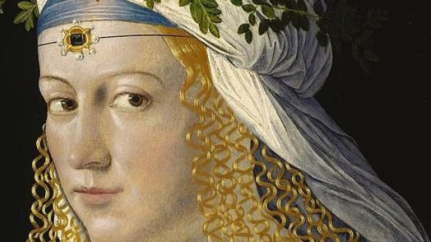 Retrato de una mujer de Bartolomeo Veneto, atribuido a Lucrecia Borgia.