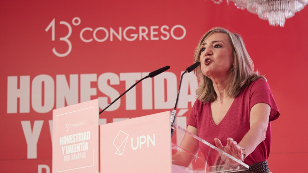 La nueva presidenta de UPN, Cristina Ibarrola, este domingo en Pamplona