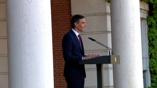Pedro Sánchez durante su comparecencia en la Moncloa