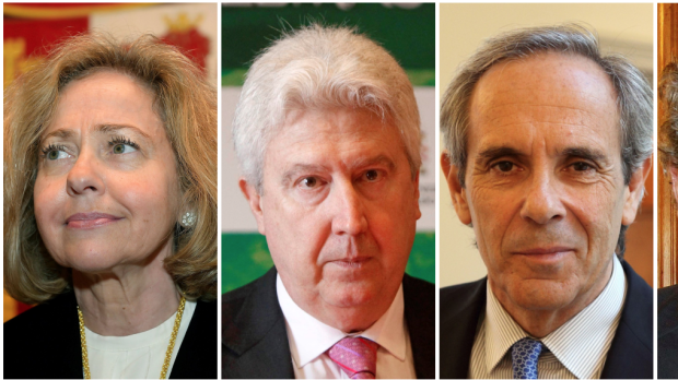 Los cuatro fiscales del procés (de izqd. a dcha.), Consuelo Madrigal, Fidel Cadena, Jaime Moreno y Javier Zaragoza