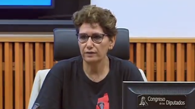 La activista propalestina Jaldía Abubakra, en el Congreso de los Diputados