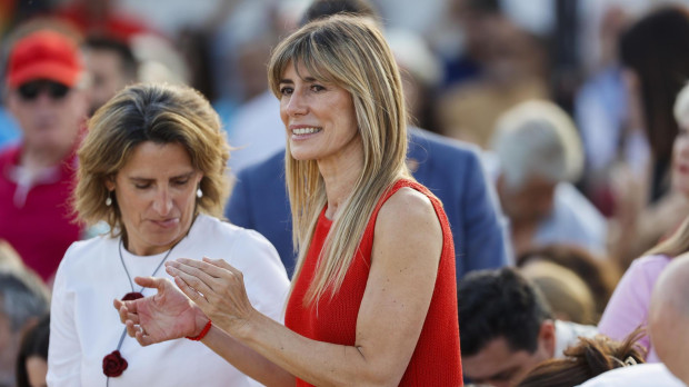 Begoña Gómez, en el mitin de Benalmádena (Málaga) donde ha reaparecido tras su imputación