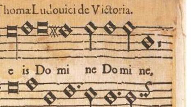 Partitura del músico español Tomás Luis de Victoria
