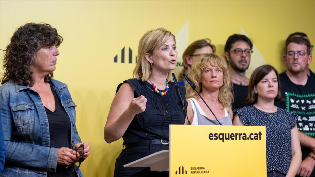 La portavoz de ERC, Raquel Sans, durante una rueda de prensa, en la sede de ERC, a 29 de julio de 2024, en Barcelona, Catalunya (España). La ejecutiva de ERC ha avalado este lunes, 29 de julio, el preacuerdo con el PSC para investir como presidente de la Generalitat al líder socialista, Salvador Illa, tras una reunión de casi 10 horas, y que se basa en mejoras en financiación y en impulso del catalán. 29 JULIO 2024;ERC;CATALUNYA; Lorena Sopêna / Europa Press 29/7/2024