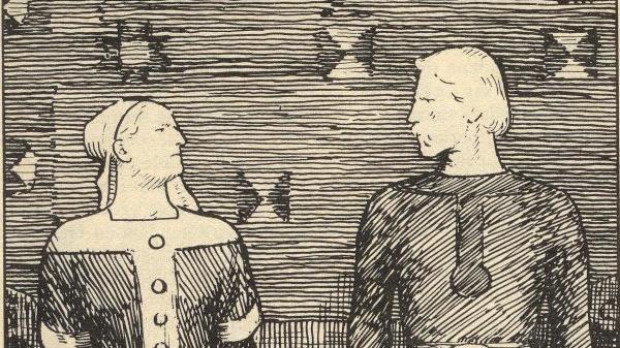 Sigrid la Altiva y Olaf Tryggvason. Por Erik Werenskiold