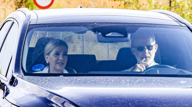 Spanish King Felipe VI arriving at the wedding of Victoria López-quesada and Enrique Moreno de la Cova Ybarra in Algete, Madrid. August 31 2024