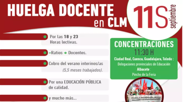 Cartel de la huelga del 11 convocada en educación