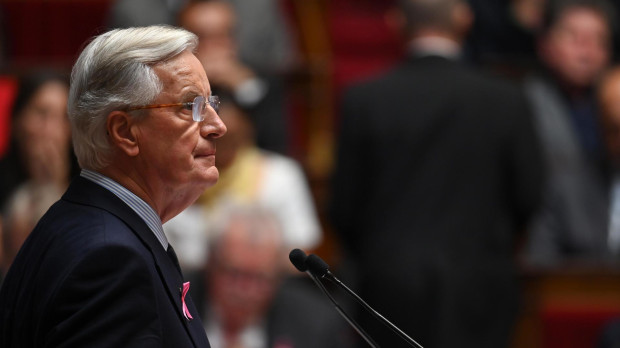 El primer ministro francés, Michel Barnier, frente a la Asamblea Nacional.