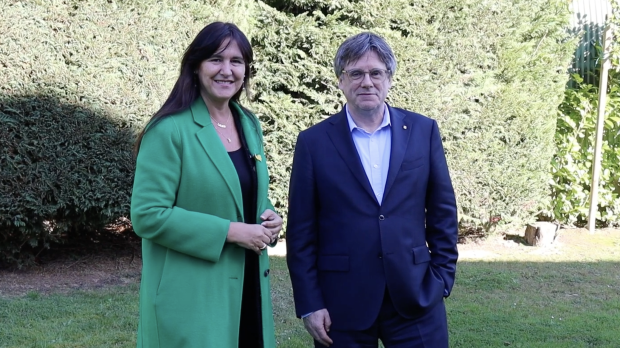 Laura Borrás y Carles Puigdemont, este miércoles en Waterloo