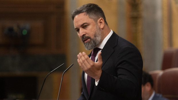 El líder de Vox, Santiago Abascal, durante una sesión plenaria