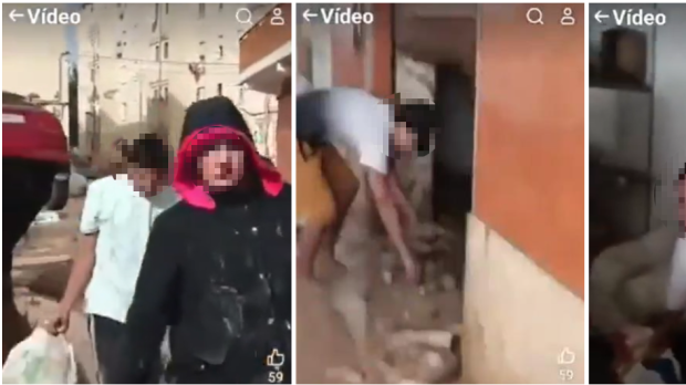 Imágenes del vídeo que denuncia el robo en una tienda afectada por la DANA
