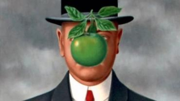Detalle de El hijo del hombre (1964) de René Magritte