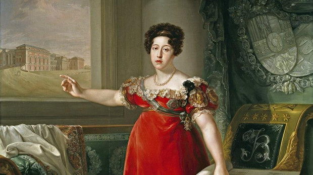María Isabel de Braganza, fundadora del Museo del Prado, pintada por Bernardo López Piquer (1829)