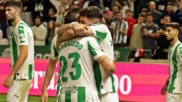 Celebración de un gol del Córdoba