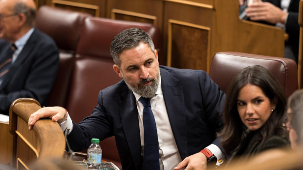 Santiago Abascal y Pepa Millán en el Congreso de los Diputados