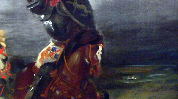 Duelo de Caballeros, pintura de historia de época romántica (Eugène Delacroix, 1824)