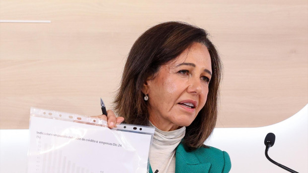 La presidenta del Banco Santander, Ana Botín, durante la presentación de los resultados.