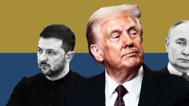 Volodimir Zelenski, Donald Trump y Vladimir Putin