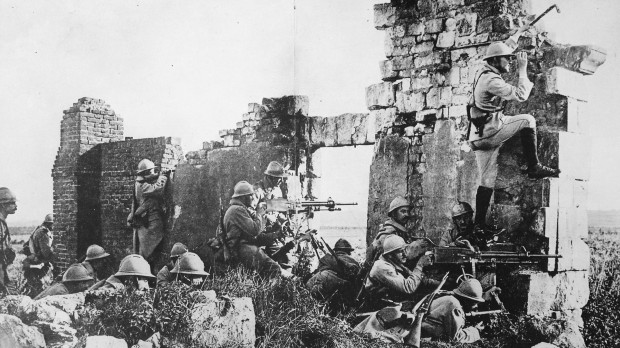 Nido de ametralladoras francés durante la segunda batalla del Marne, 1918