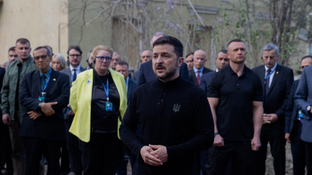 El presidente ucraniano Volodímir Zelenski en un encuentro con periodistas en Kiev