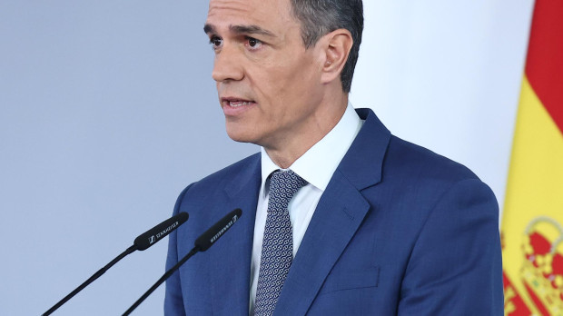 Pedro Sánchez, durante su comparecencia en la Moncloa
