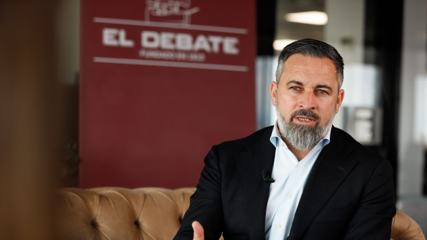 Santiago Abascal, durante su entrevista con El Debate
