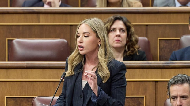 La vicesecretaria de Movilización y Reto Digital del PP nacional, Noelia Núñez, interviene durante una sesión de control al Gobierno, en el Congreso