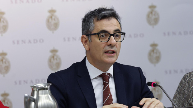 El ministro de Presidencia, Justicia y Relaciones con las Cortes, Félix Bolaños, durante su comparecencia este viernes ante la Comisión de Justicia del Senado