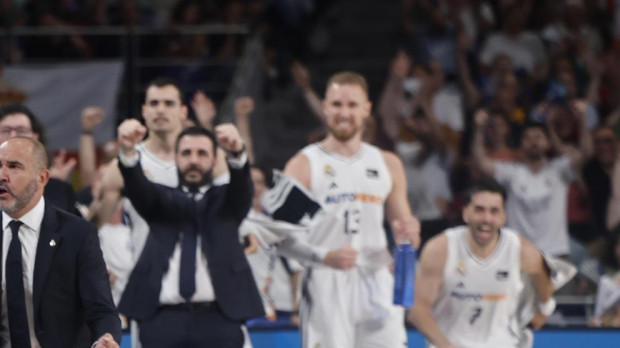 Sergio Llull celebra una acción durante el segundo partido de la semifinal de la Liga Endesa ante Unicaja