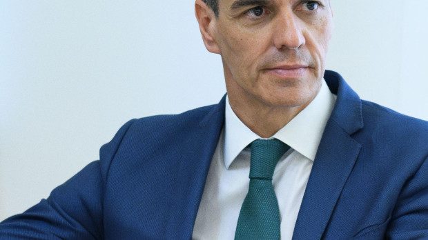 Mandatory Credit: Photo by Atilano Garcia/SOPA Images/Shutterstock (15360942k) The President of the Government, Pedro Sanchez, is seen during a meeting with Yolanda Diaz (not in view), the second Vice President at the Moncloa Palace. The meeting between Sanchez and Diaz takes place to address the crisis caused by the alleged link in the Koldo plot of the former secretary of Organization of the PSOE Santos Cerdan. Pedro Sanchez meeting with Yolanda Diaz in Madrid, Spain - 16th Jun 2025 *** Local Caption *** .