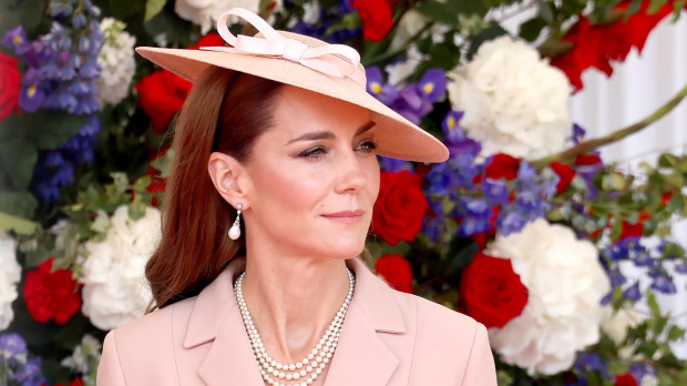 The Princess of Wales awaits the arrival of the President of France Emmanuel Macron and his wife Brigitte Macron at Datchet Road in Windsor, Berkshire, on day one of the French President's state visit to the UK. Picture date: Tuesday July 8, 2025. *** Local Caption *** .
