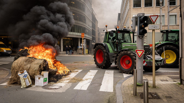 Protestas de los agricultores en Bruselas en febrero de 2024