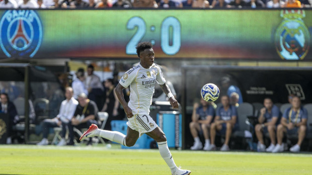 Vinícius Júnior controla un balón en el partido frente al PSG del Mundial de Clubes