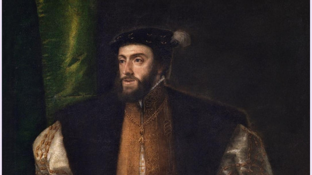 El Emperador Carlos V con un perro, pintado por Tiziano