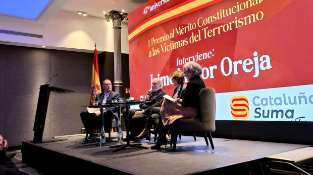 Jaime Mayor Oreja y María San Gil, este jueves en Barcelona