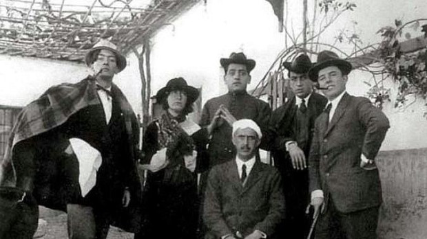 Salvador Dalí, María Luisa González, Luis Buñuel, Juan Vicens, José María Hinojosa y José Moreno Villa en Toledo (Venta de Aires) en 1924.