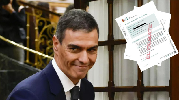 Montaje del presidente del Gobierno, Pedro Sánchez, en el Congreso de los Diputados