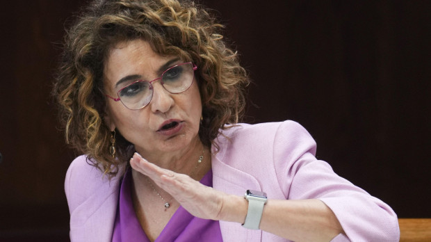 La vicepresidenta María Jesús Montero, durante su comparecencia en el Senado