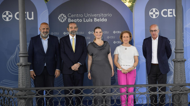 Jaime Martínez, Alfonso Bullón de Mendoza, Marga Prohens, Rosa Visiedo y Javier Tello este miércoles en la presentación del Centro Beato Luis Belda