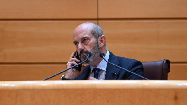 El presidente del Senado, Pedro Rollán, durante una sesión extraordinaria, en el Senado, a 9 de julio de 2026