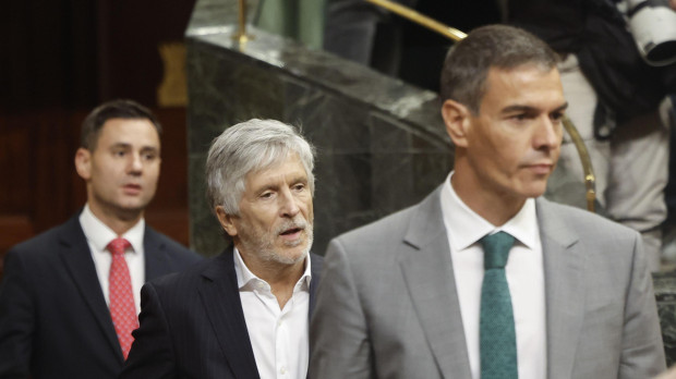 Pedro Sánchez y Fernando Grande-Marlaska, este jueves en el Congreso