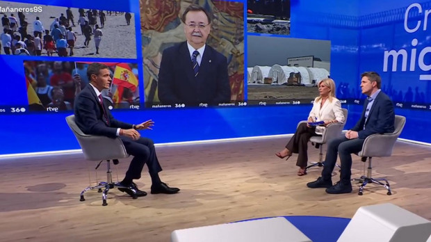 Pedro Sánchez durante la entrevista en TVE