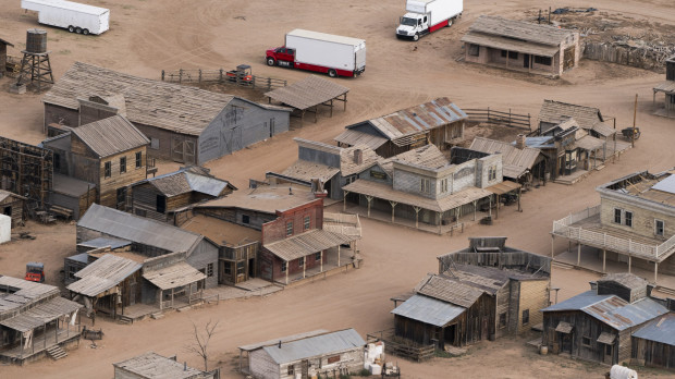 Imagen aérea del rancho Bonanza Creek en Santa Fe, Nuevo México, donde se produjo el fatal accidente en el rodaje de Rust