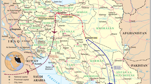 Plano y ruta de la operación Eagle Claw