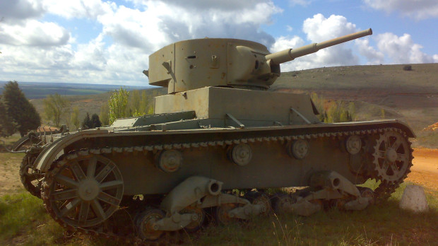 Carro de combate del modelo sovietico T-26, usado por el Gobierno de la Republica en la Guerra Civil Española.